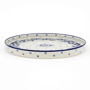 Talerz płytki z wysokim rantem E93 25,5 cm <br> 2222X Biało-niebieskie anemony